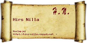 Hirs Nilla névjegykártya